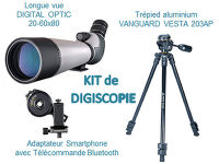 KIT Digiscopie avec longue vue 20-60 x 80 DIGITAL OPTIC et trpied VESTA 203AP et adaptateur smartphone